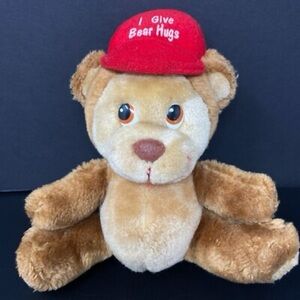 Vintage Russ Luv Pets Teddy Bear Plush I Give Bear Hugs Red Hat Stuffed Animal